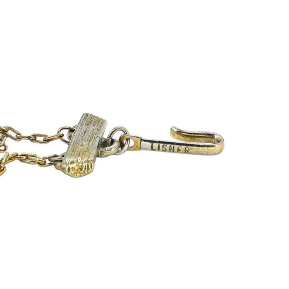 Vintage MCM Signed Lisner Necklace Double Strand Blue Crystal Faux Pearls 16 In - Picture 3 of 5